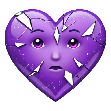 glitter cian and purple broken heart sticker