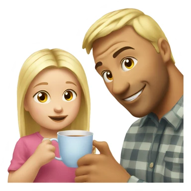 blonde dad drinks tea with his babydaughter sticker