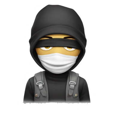 Robber with a blindfold and a bag of money on his shoulder sticker