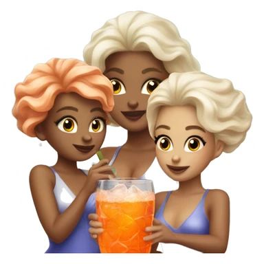 Three beautiful mermaids light skin drinking aperol sticker
