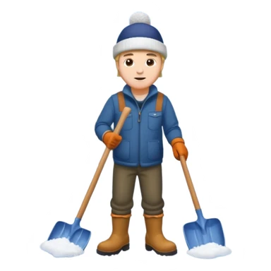 Man wearing boots and a toque shoveling snow in his driveway sticker