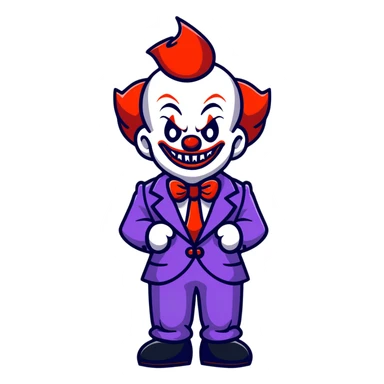demonic clown wearing a leisure suit sticker