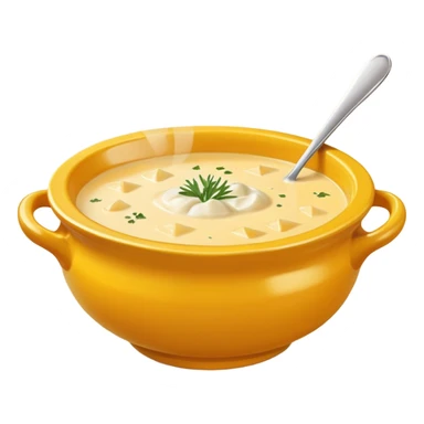 cheese soup with garlic, in yellow bowl sticker