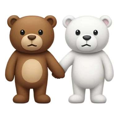 Two teddy bears, one white and one brown, holding hands sticker