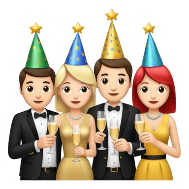 2 couples popping a bottle of champagne sticker