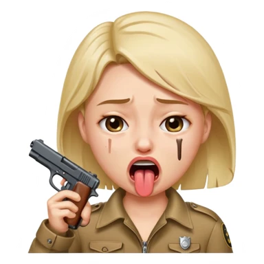 sticking out tongue and crying with gun pointed to head sticker