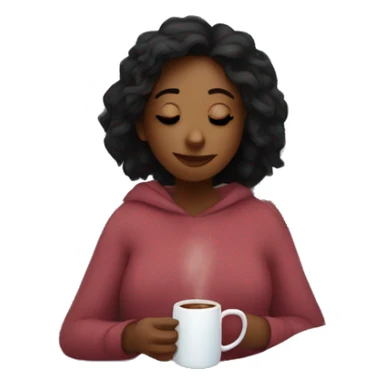 girl in bed by her window while it’s snowing outside drinking hot chocolate  sticker