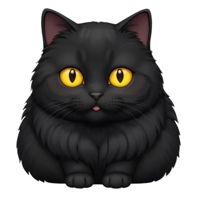 Un gato negro gordito con los ojos de color amarillos sentado sticker