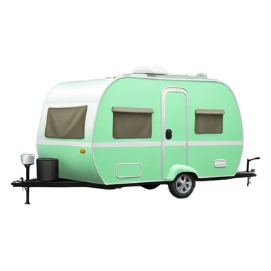 Realistic mint green camping travel trailer isolated. sticker