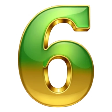 number 6 in golden and green shadows sticker
