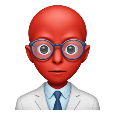 red alien with glasses sticker
