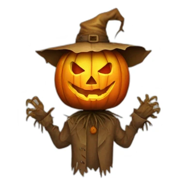 evil scarecrow with jack o lantern head dj sticker