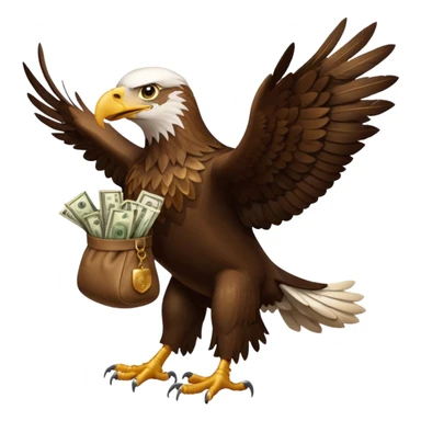 Eagle flying with money bag in mouth sticker