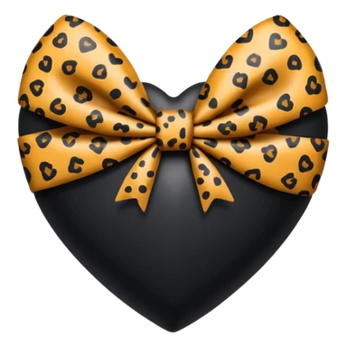 black heart with cheetah bow wrapped around it  sticker