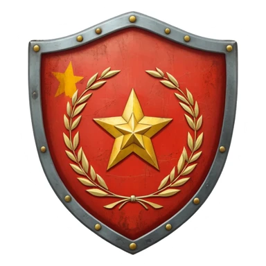 generate a very realistic shield with the USSR flag sticker