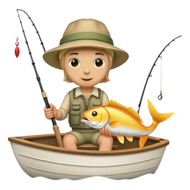 Person on boat catching a fish sticker