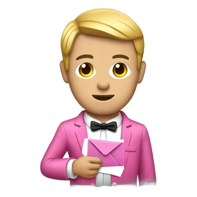james bond in pink clothes with a an email icon in hand instead of the gun sticker