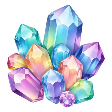 Pastel iridescent rainbow crystal clusters sticker