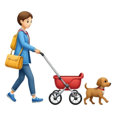 walking dog with stroller sticker