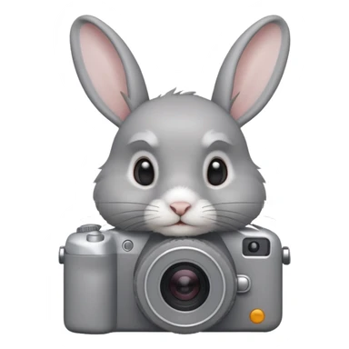 gray rabbit white camera sticker