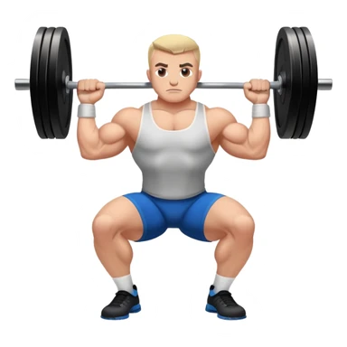 Powerlifter lifting a heavy barbell in a dramatic display of strength, muscles flexing under the pressure. The focus is on the lifter's intense effort and the heavy weights on each side. The background features a gym with weights and equipment, emphasizing the raw power of the sport.  sticker