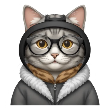 Grey Cat wearing black cooling glass 😎😺 sticker