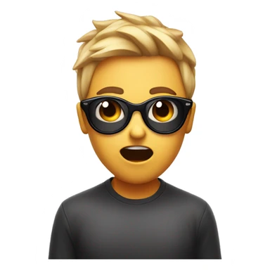 A shocked face pulling down sunglasses with a blush on face sticker