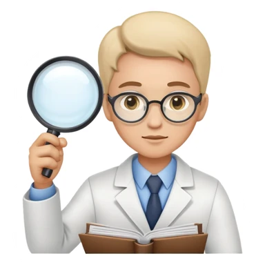 researcher with magnifying glass examining documents sticker