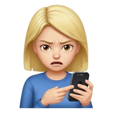  are you crazy? there is two phone..........only one phone and the girl's feeling is not so embarrassed or angry. please create 'angry and embarrassed girl looking at her 'one' cell phone'  sticker
