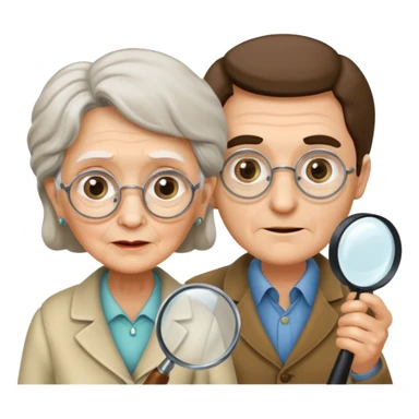 Explorer old woman Man with magnifying glass sticker