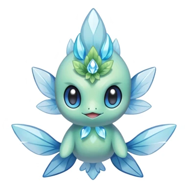 elemental icy floral ethereal glacial Axew-Rufflet-Brionne-Celebi-Pokémon-Fakémon-hybrid-creature sticker