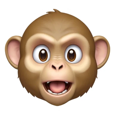 Cinematic Comical Macaque Portrait Emoji, Head tilted dramatically with an exaggeratedly shocked expression, featuring a dynamic, animated face with wide, comically expressive eyes full of humorous disbelief, Simplified yet hilariously expressive features, highly detailed, glowing with a slightly sassy glow, high shine, dramatic yet playful, stylized with an air of quirky primate attitude, soft glowing outline, capturing the essence of a meme-worthy macaque that looks ready to side-eye its way into viral fame! sticker