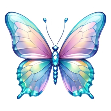 Sparkly glossy Pastel iridescent glass crystal butterfly sticker