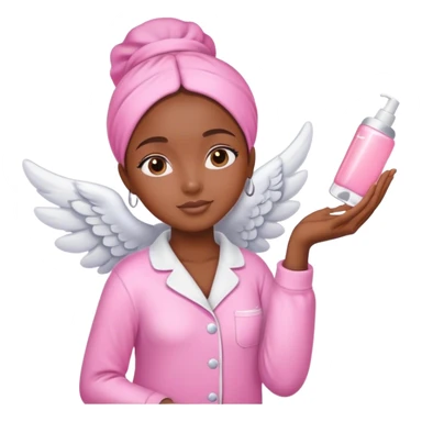 angelic black girl doing skin care in pink pajamas sticker