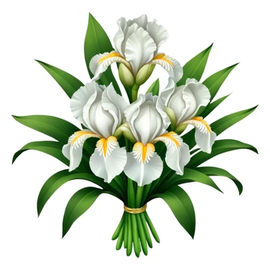 big bouquet Pure White Iris, luxuriant, leaf, bud sticker