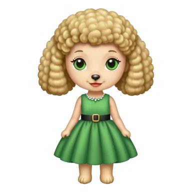 poodle wearing green dress sticker