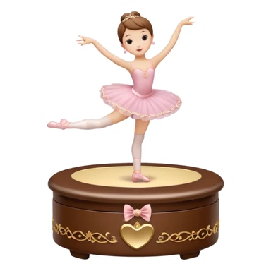 brown open music box with dancing ballerina sticker