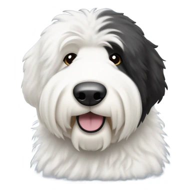 Old English sheepdog with a half and half face like a black and white cookie sticker