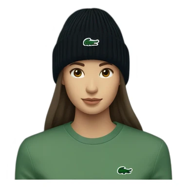 Black lacoste beanie with lacoste sticker