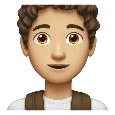 Teenager boy type mexican, White skin, with wavy brown hair (Which go down behind to the nape of the neck), Little bit dezoom sticker