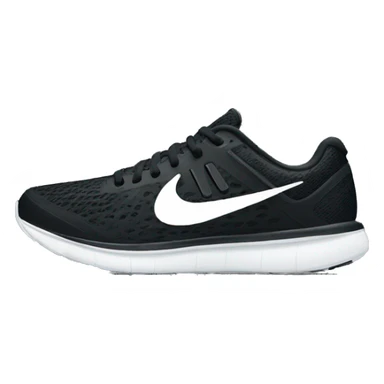 black nike running shoes white logo sticker
