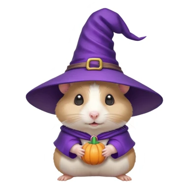 cute hamster wearing a purple witch hat sticker