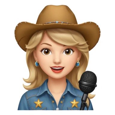 taylor swift is singing with mirco and cowboy hat sticker