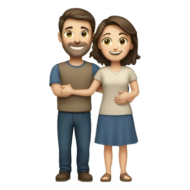 caucasian brunette couple hugging  sticker