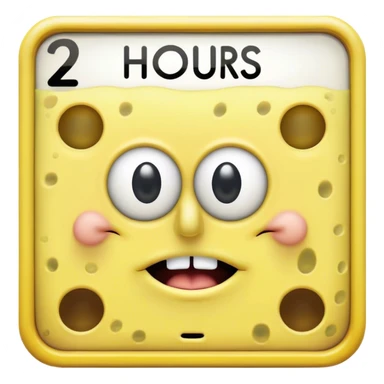 Create a sign that said 2 hours later with SpongeBob on it  sticker