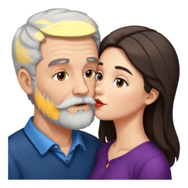 Grey haired bearded man and pretty brunette kissing  sticker