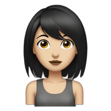 girl with black hair and eyeliner, grunge sticker