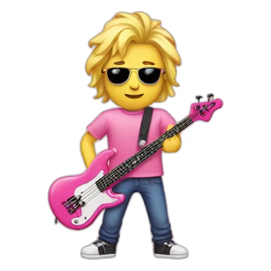 long-blond-bassguitar-player-pink-Tshirt-pink sticker