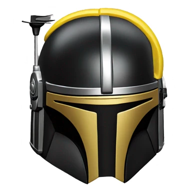 black and yellow mandalorian helmet with antenna sticker