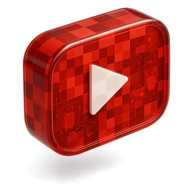 chess board of youtube play button, red YouTube play button, glossy circuit style sticker